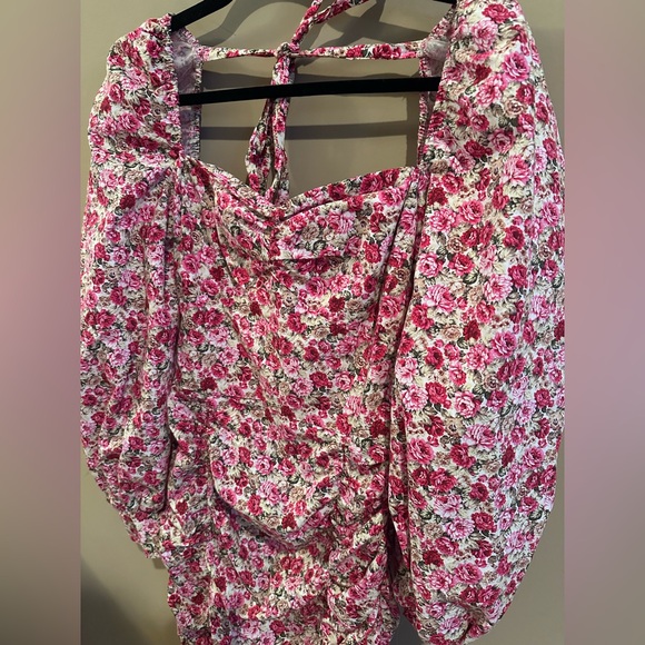 Nasty Gal pink floral balloon sleeve mini dress - Picture 5 of 7